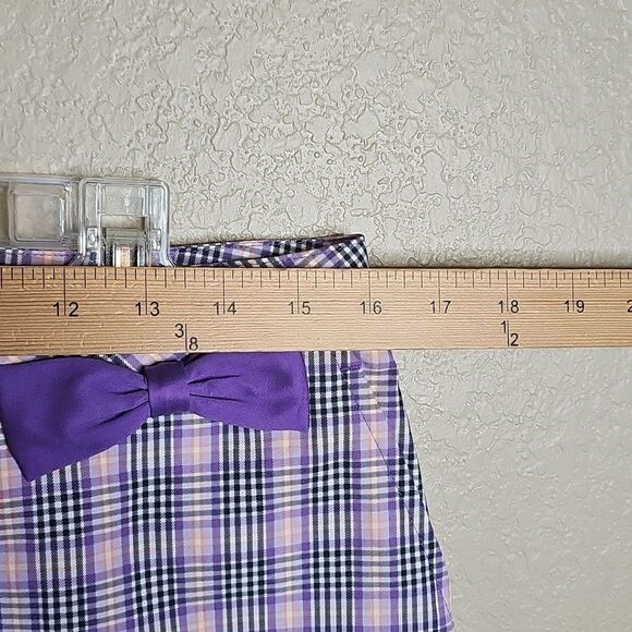 Lady Hagen 8 Purple Plaid Golf Bermuda Shorts W Bow Waist - Picture 5 of 9